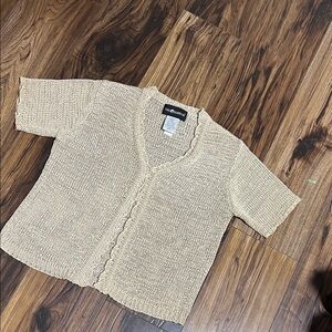 Cream gold Short Sleeve boho top